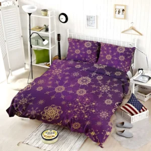 Purple And Gold Abstract Bedding Set