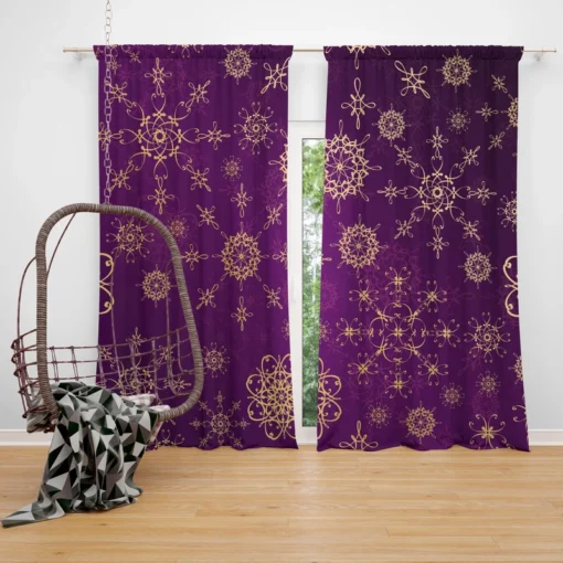 Purple And Gold Abstract Curtain