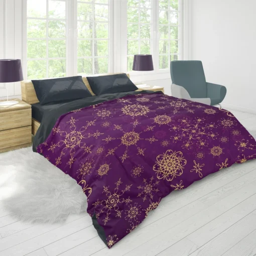 Purple And Gold Abstract Duvet Cover 1