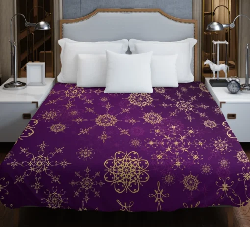 Purple And Gold Abstract Duvet Cover