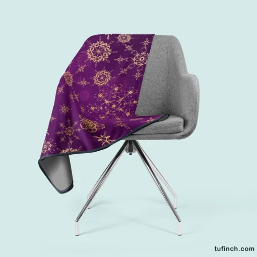 Purple And Gold Abstract Fleece Blanket 2