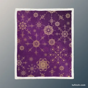 Purple And Gold Abstract Sherpa Fleece Blanket 1