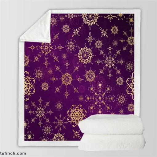 Purple And Gold Abstract Sherpa Fleece Blanket