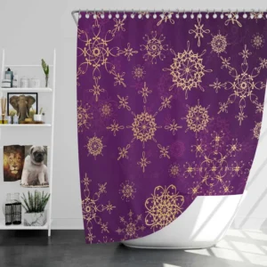 Purple And Gold Abstract Shower Curtain