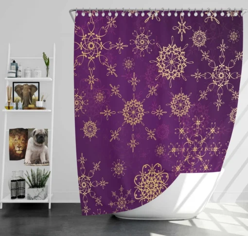 Purple And Gold Abstract Shower Curtain