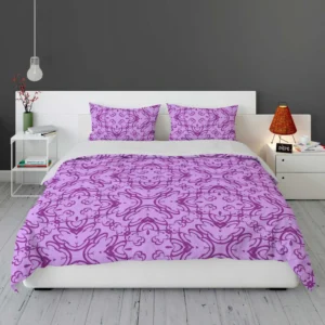 Purple And Purple Floral Design Bedding Set 1