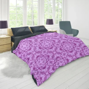 Purple And Purple Floral Design Duvet Cover 1