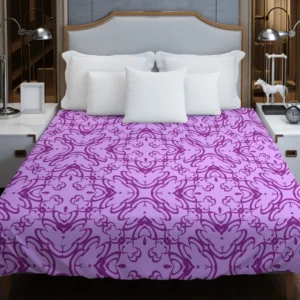 Purple And Purple Floral Design Duvet Cover