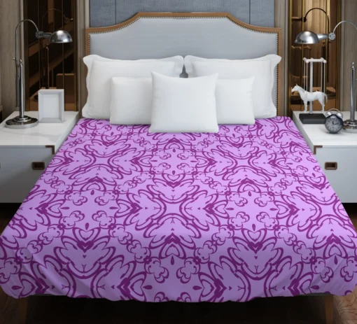 Purple And Purple Floral Design Duvet Cover