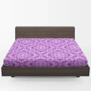 Purple And Purple Floral Design Fitted Sheet 1