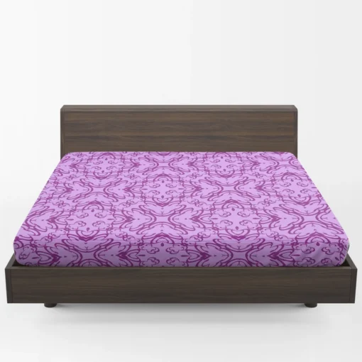 Purple And Purple Floral Design Fitted Sheet 1