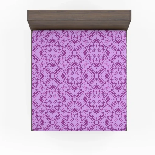 Purple And Purple Floral Design Fitted Sheet