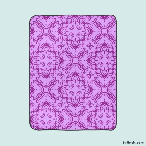 Purple And Purple Floral Design Fleece Blanket 1