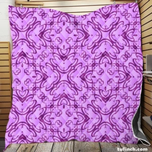 Purple And Purple Floral Design Quilt Blanket