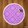 Purple And Purple Floral Design Round Beach Towel