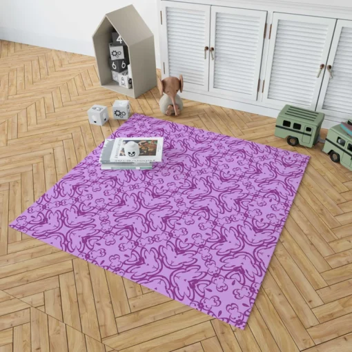 Purple And Purple Floral Design Rug 1