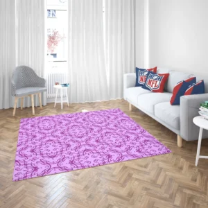 Purple And Purple Floral Design Rug 2