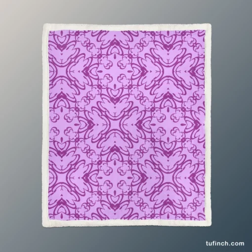 Purple And Purple Floral Design Sherpa Fleece Blanket 1