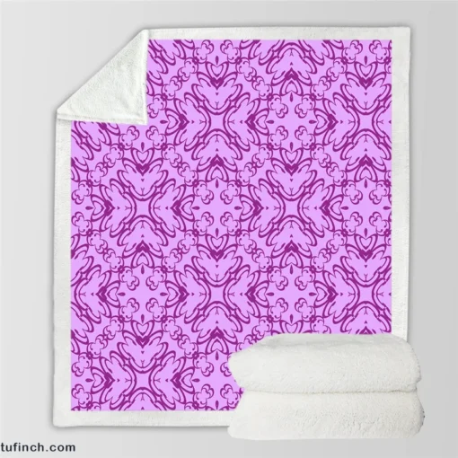 Purple And Purple Floral Design Sherpa Fleece Blanket