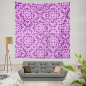 Purple And Purple Floral Design Wall Tapestry