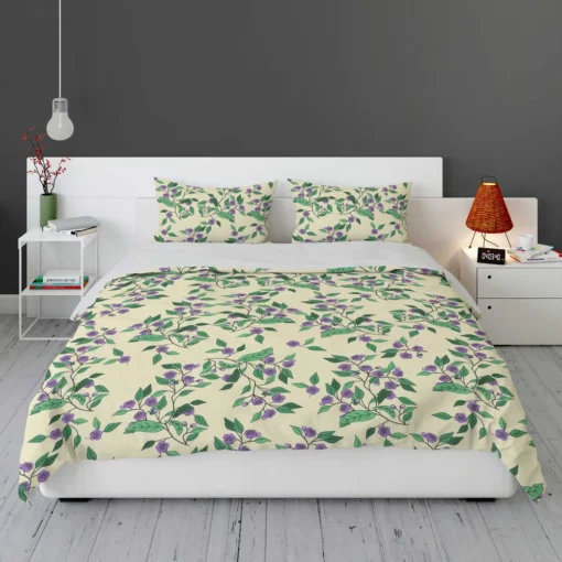 Purple Basil Flowers Pattern Bedding Set 1