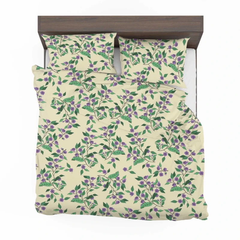 Purple Basil Flowers Pattern Bedding Set 2