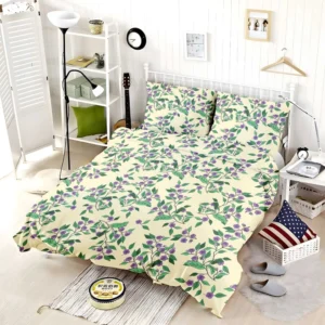 Purple Basil Flowers Pattern Bedding Set