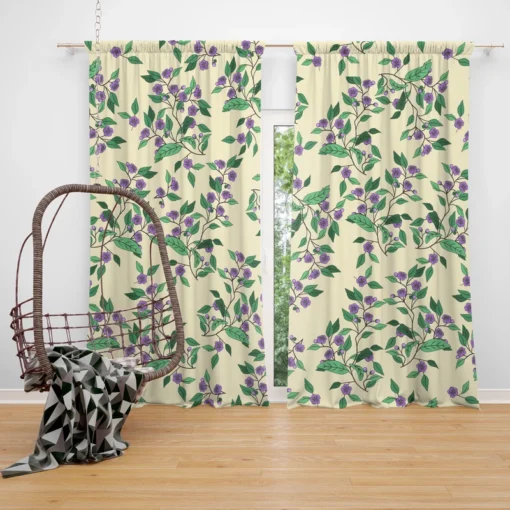 Purple Basil Flowers Pattern Curtain