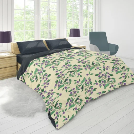 Purple Basil Flowers Pattern Duvet Cover 1