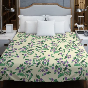 Purple Basil Flowers Pattern Duvet Cover