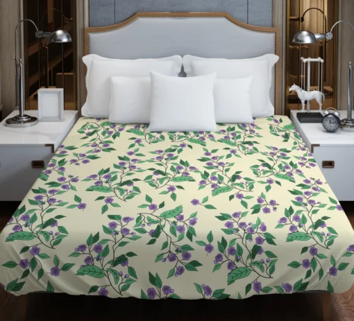 Purple Basil Flowers Pattern Duvet Cover