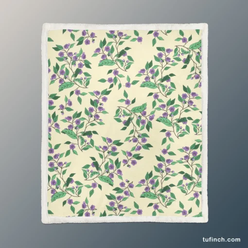 Purple Basil Flowers Pattern Sherpa Fleece Blanket 1