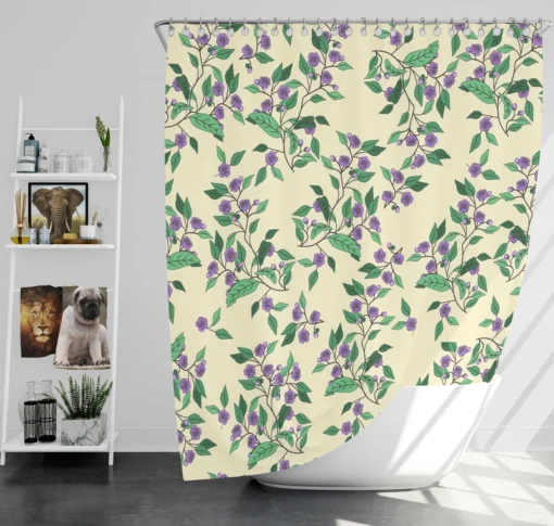 Purple Basil Flowers Pattern Shower Curtain