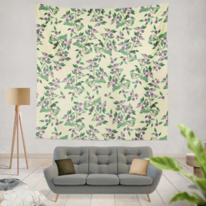 Purple Basil Flowers Pattern Wall Tapestry