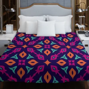 Purple Batik Folk Design Duvet Cover