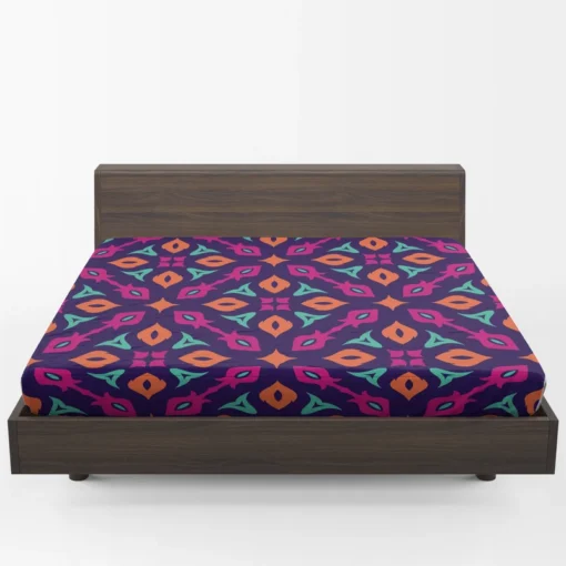 Purple Batik Folk Design Fitted Sheet 1