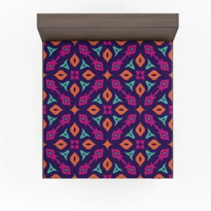 Purple Batik Folk Design Fitted Sheet