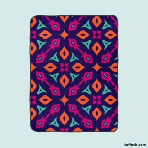 Purple Batik Folk Design Fleece Blanket 1