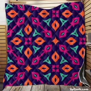 Purple Batik Folk Design Quilt Blanket