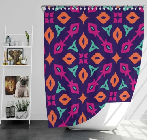 Purple Batik Folk Design Shower Curtain