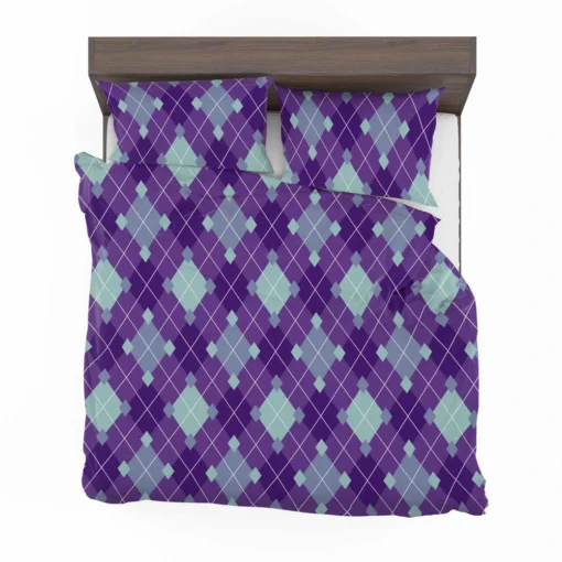 Purple Blue Argyle Pattern Bedding Set 2