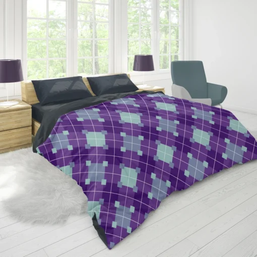 Purple Blue Argyle Pattern Duvet Cover 1