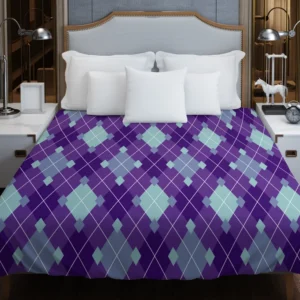 Purple Blue Argyle Pattern Duvet Cover