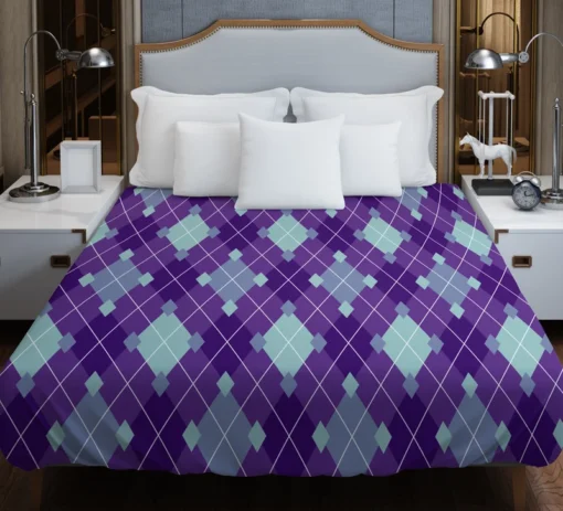 Purple Blue Argyle Pattern Duvet Cover