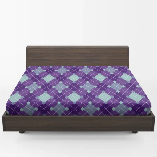 Purple Blue Argyle Pattern Fitted Sheet 1