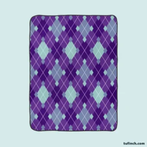 Purple Blue Argyle Pattern Fleece Blanket 1