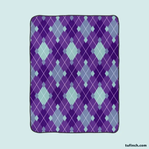 Purple Blue Argyle Pattern Fleece Blanket 1