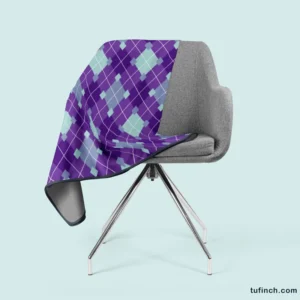 Purple Blue Argyle Pattern Fleece Blanket 2