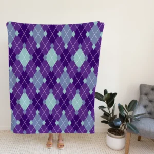 Purple Blue Argyle Pattern Fleece Blanket