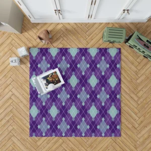 Purple Blue Argyle Pattern Rug